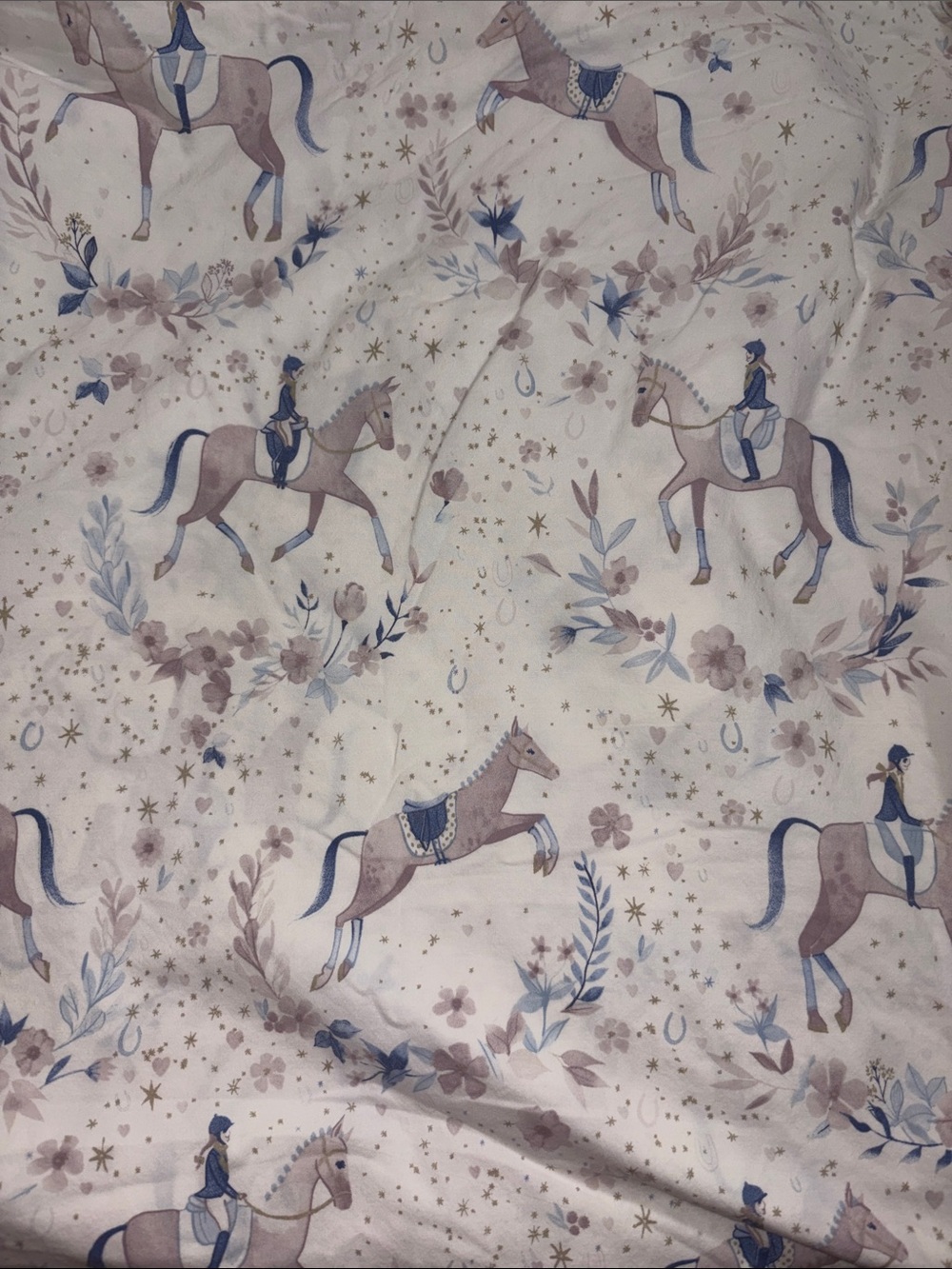 Pottery Barn full flat sheet & 1 case horse dressage jumper equestrian organic